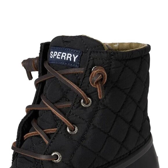 New Sperry Top Sider Black Quilted Waterproof Saltwater Duck Boot 8 - Picture 7 of 15